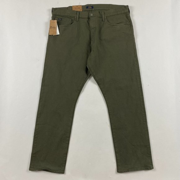 NWT Polo Ralph Lauren Hampton Relaxed Straight Jeans Mens 38 x 30 Olive Green - Picture 1 of 15